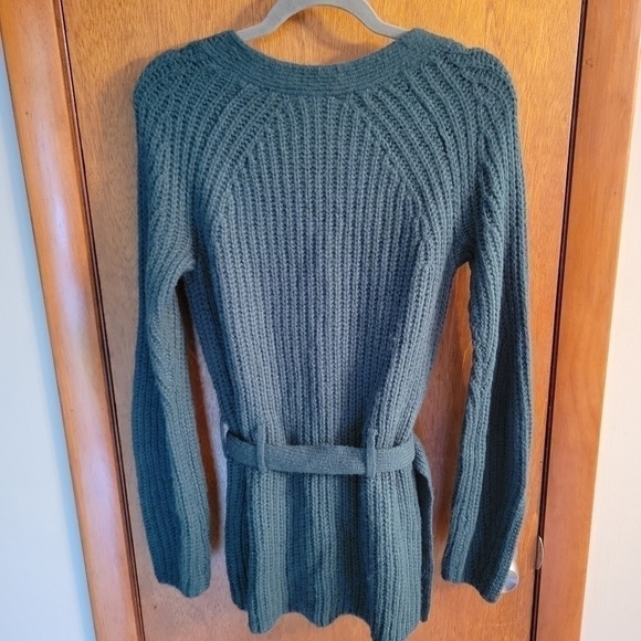 Leith Green Belted Cardigan Sweater - Picture 2 of 4